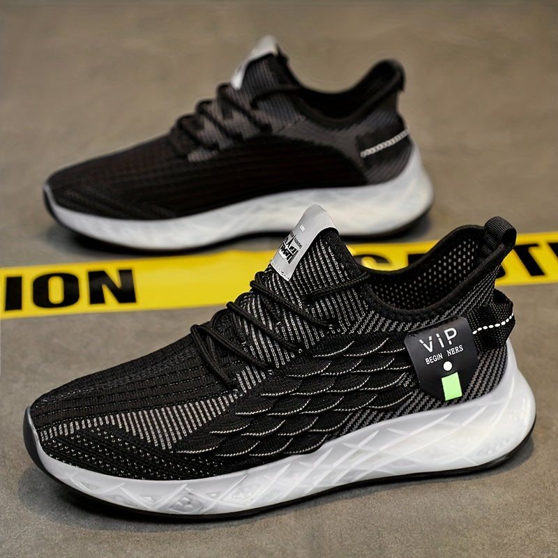 Men's Lace up Scale Effect Sneakers Lightweight Athletic Shoes