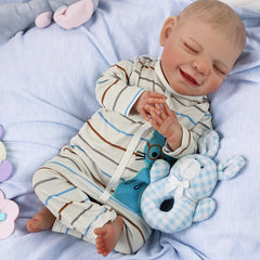 20'' Doll Bebe Reborn Baby Lifelike Sleeping Newborn Striped Cat Clothes