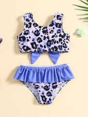 Baby Girls Leopard Print Bikini Set Halter Top Bottoms Swimsuit