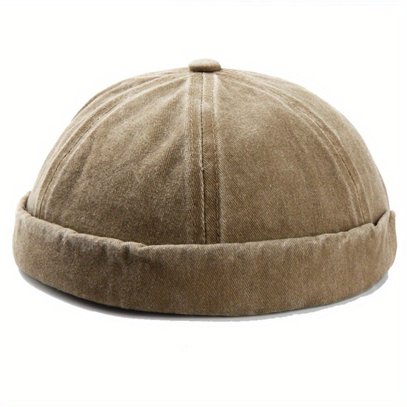 Men's Skullcap Sailor Cap Embroidery Warm Bucket Hat Solid Adjustable