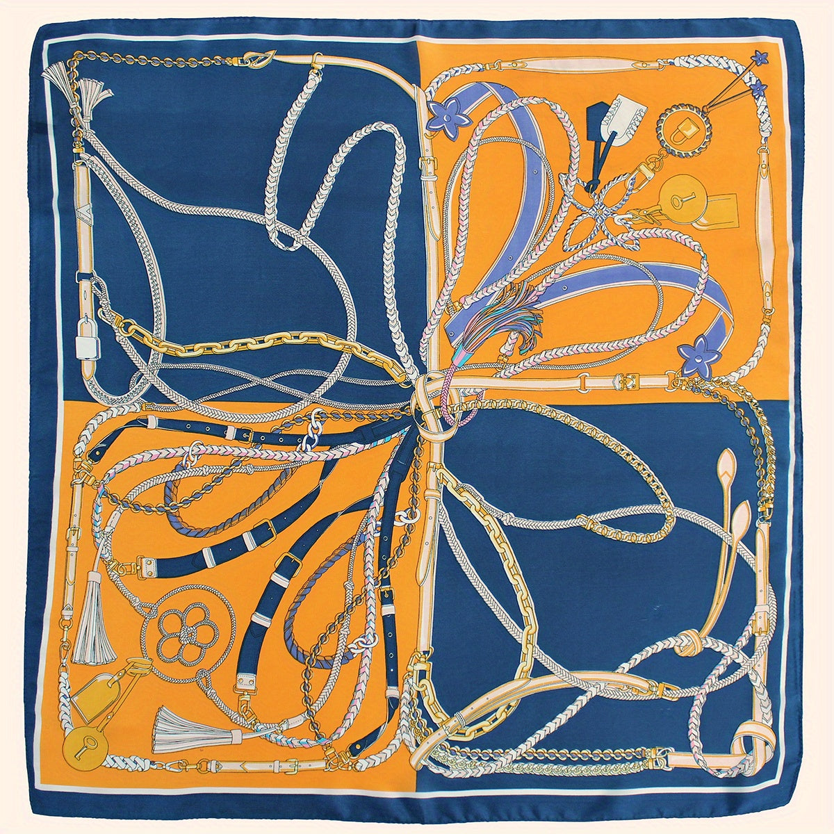 Chain Printed Square Scarf Thin Breathable Headscarf
