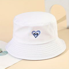 Heart Print Couple Bucket Hat Casual Unisex Solid Basin Hat
