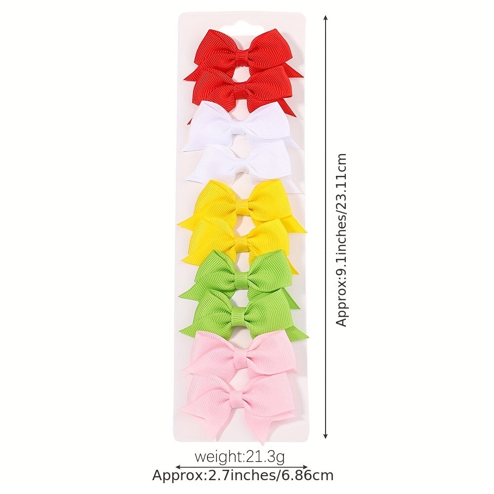 10pcs Baby Girls Bow Hair Clips for Stylish Headwear