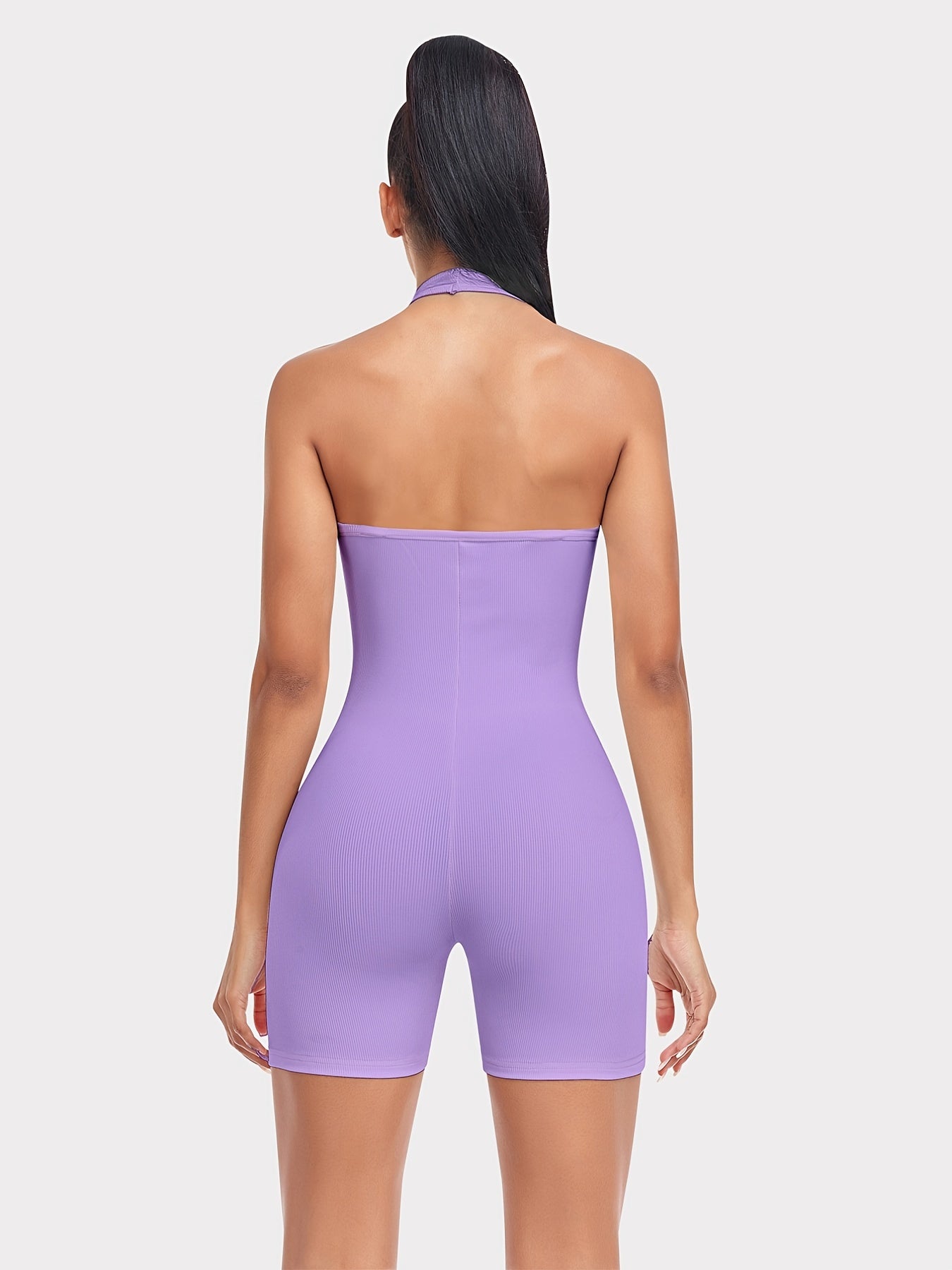 Women's Halter Neck Workout Bodysuit Sleeveless Tank Short Yoga Running