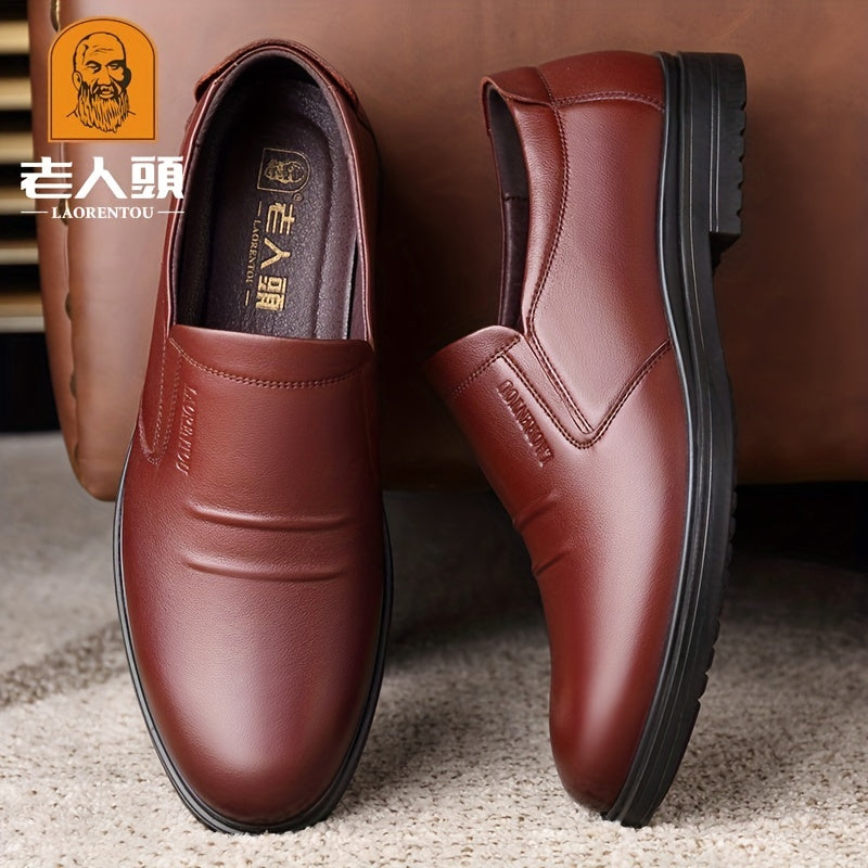 Men's Breathable Leather Dress Shoes Slip On Formal Shoes