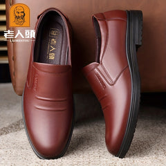 Men's Breathable Leather Dress Shoes Slip On Formal Shoes