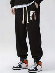 Funny Sheet Ghost Vomiting Rainbow Print Drawstring Sweatpants Loose Fit Pants