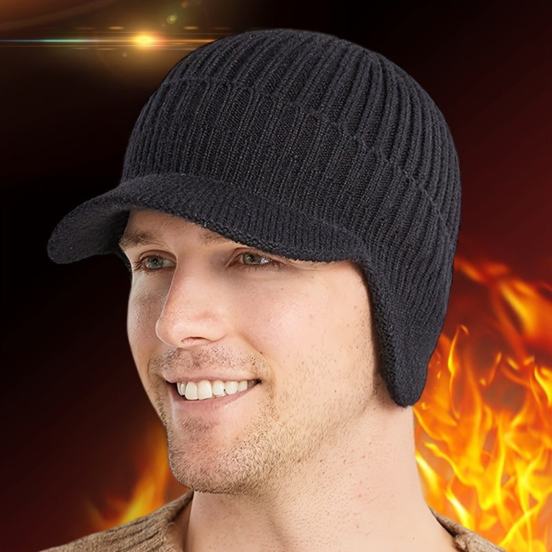 Winter Cold-proof Knitted Hat With Earmuff for Outdoor Activities