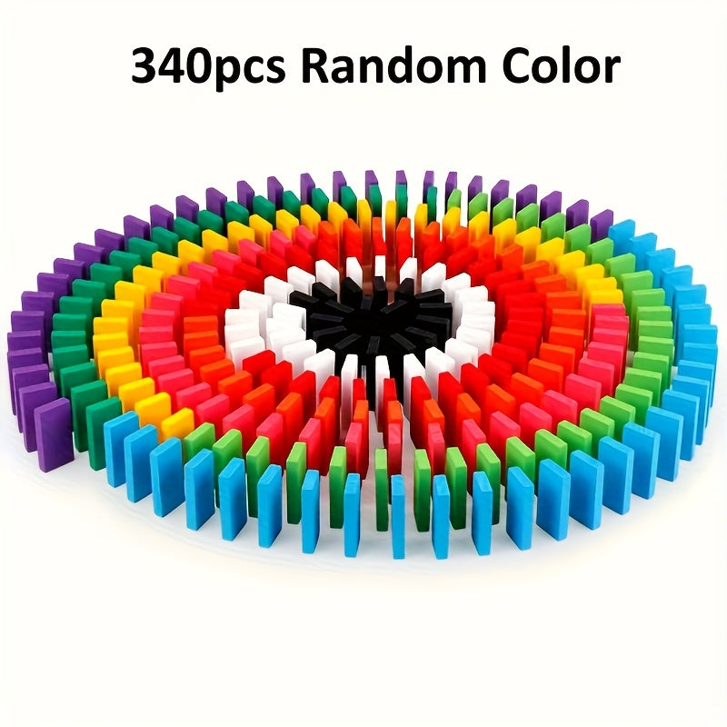 Colorful Wooden Dominoes Set 340pcs Brain Teaser Puzzle Learning Game Night
