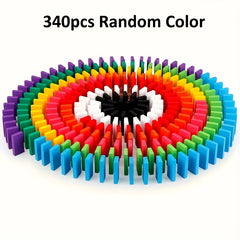 Colorful Wooden Dominoes Set 340pcs Brain Teaser Puzzle Learning Game Night