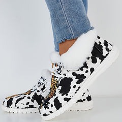 Sunflower & Dairy Cow Pattern Non slip Warm Sneakers