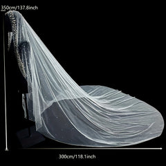 Royal Palace Bridal Veil 3.5m Long with Beaded Embellishments