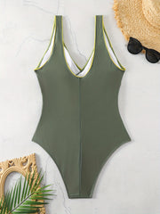 Modest Swimsuit Women's Plus V Neck One Piece Bathing Suit