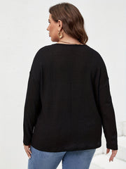 Long Sleeve Button Front Waffle Knit Tee