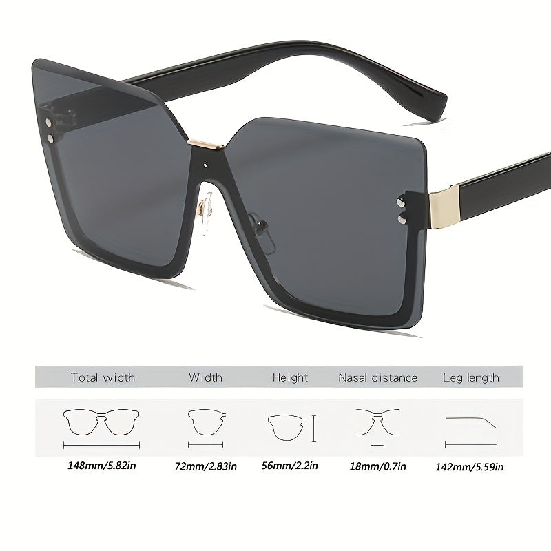 Semi Rimless Sunglasses Gradient Lens Rivet Decor Glasses UV400
