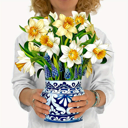 1pc Pop Up Daffodils Paper Flower 3D Greeting Card