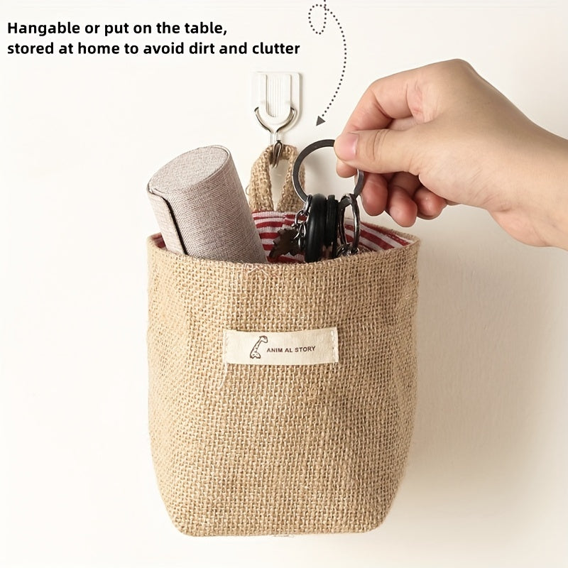 Cotton Linen Flower Pot Small Hemp Bag Hanging Bag Storage Organizer