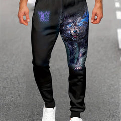 Wolf Pattern Men's Active Pants Stretch Breathable Trousers