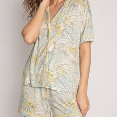 Cockatiel Lounge Set Short Sleeve Button Up Shirt & Short