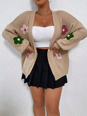 Floral Crochet Long Sleeve Open Front Cardigan