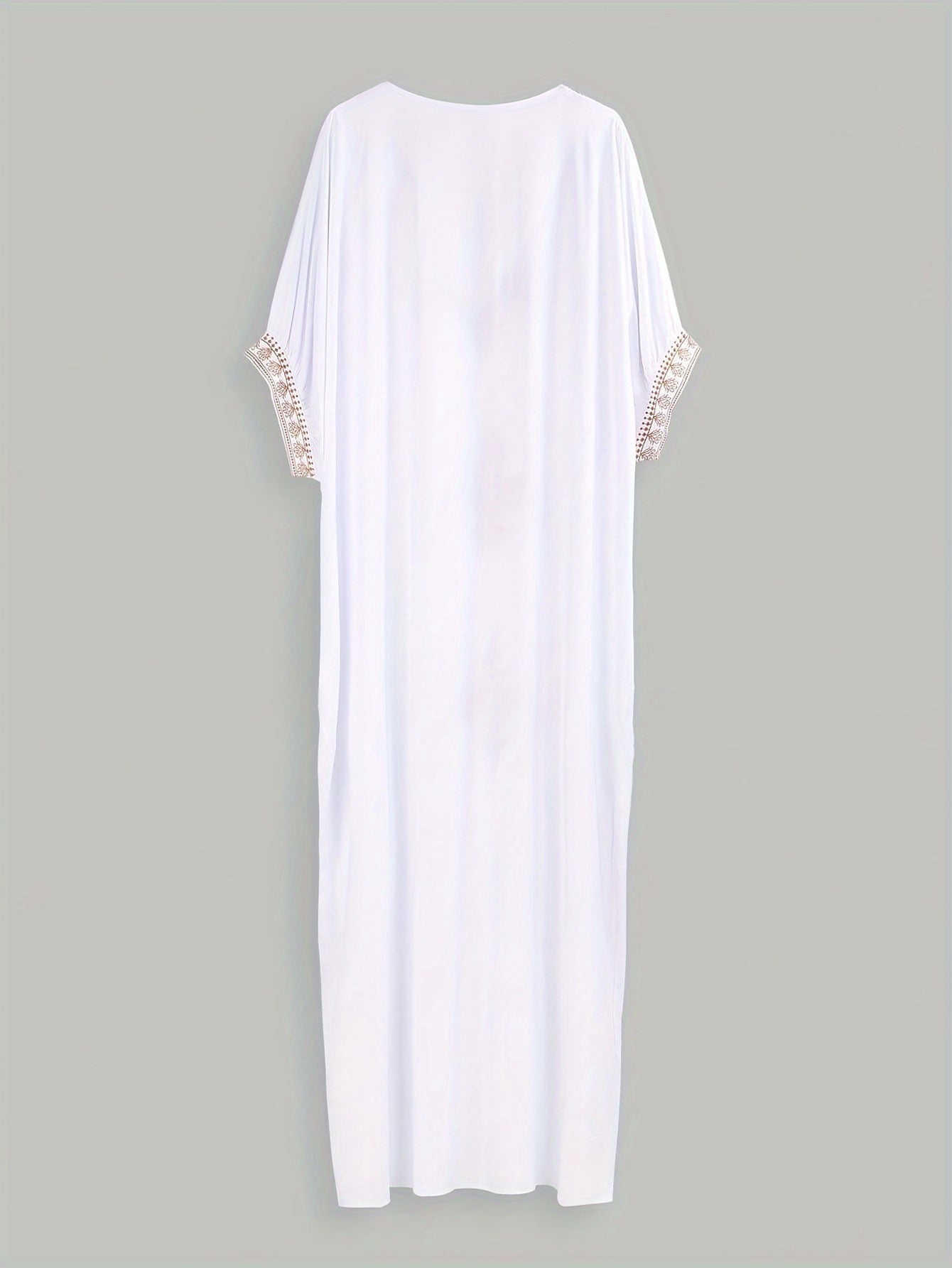Boho Cover Up Women's Plus Embroidered Batwing Sleeve V Neck