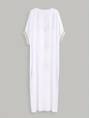 Boho Cover Up Women's Plus Embroidered Batwing Sleeve V Neck