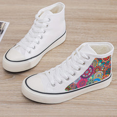 Girls High Top Abstract Pattern Skate Shoes with Plush Lining