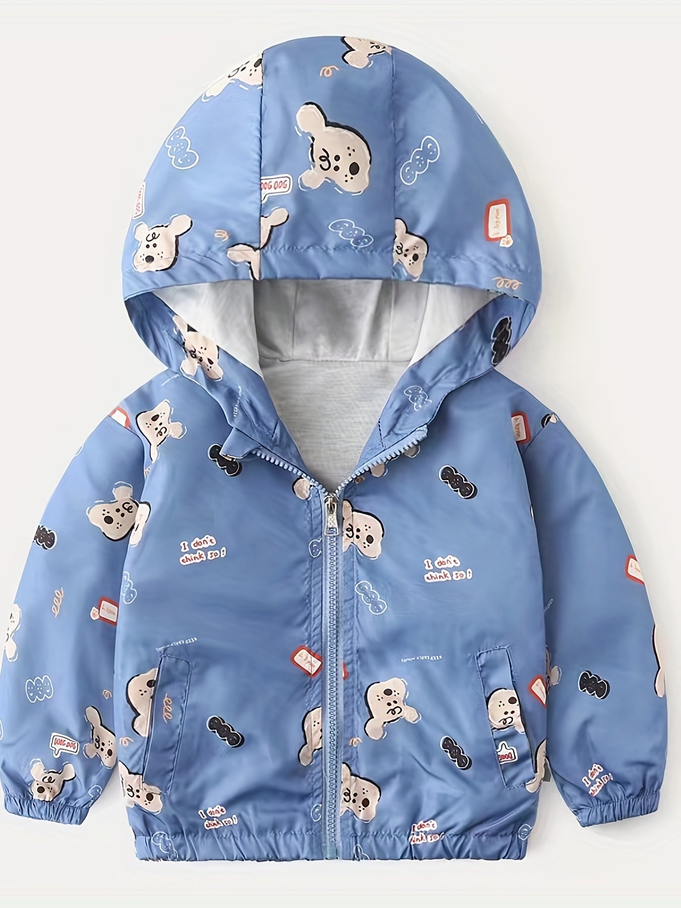 Boys Hooded Dino Zip Jacket Spring Summer Windproof Kids Clothes