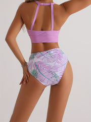 Leaf Print High Waist Bikini Sets Beach Bathing Suit