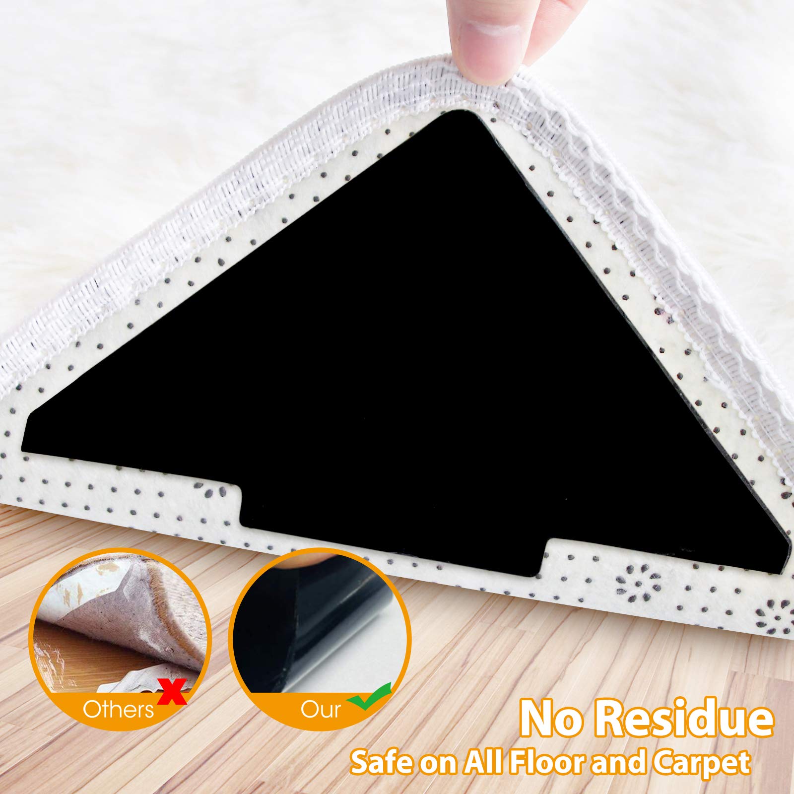8pcs Reusable Rug Tape Double Sided Floor Mat Pad
