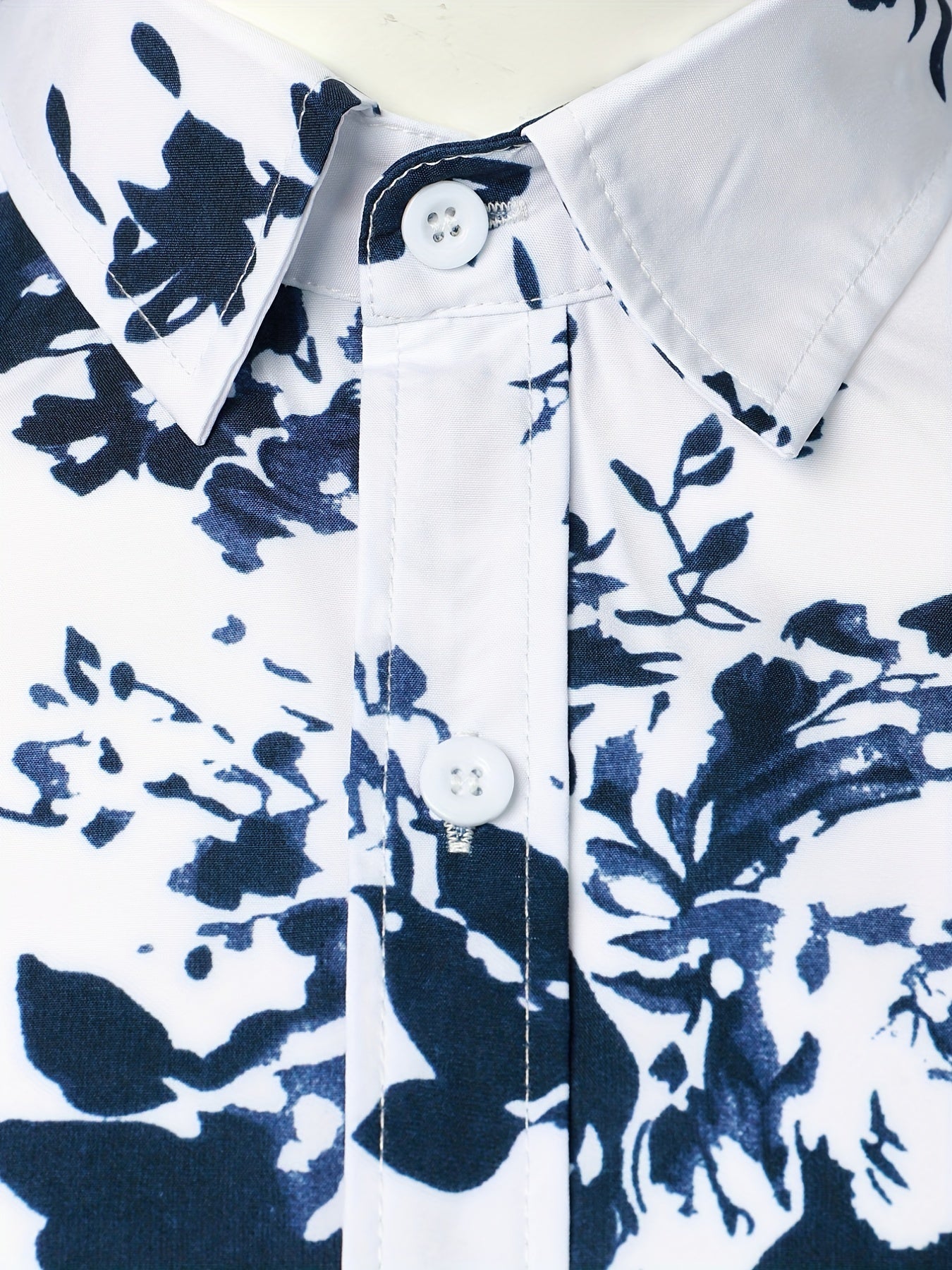 Men's Flower Print Casual Button Up Shirt