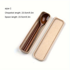 Portable Wooden Tableware Set with Storage Box