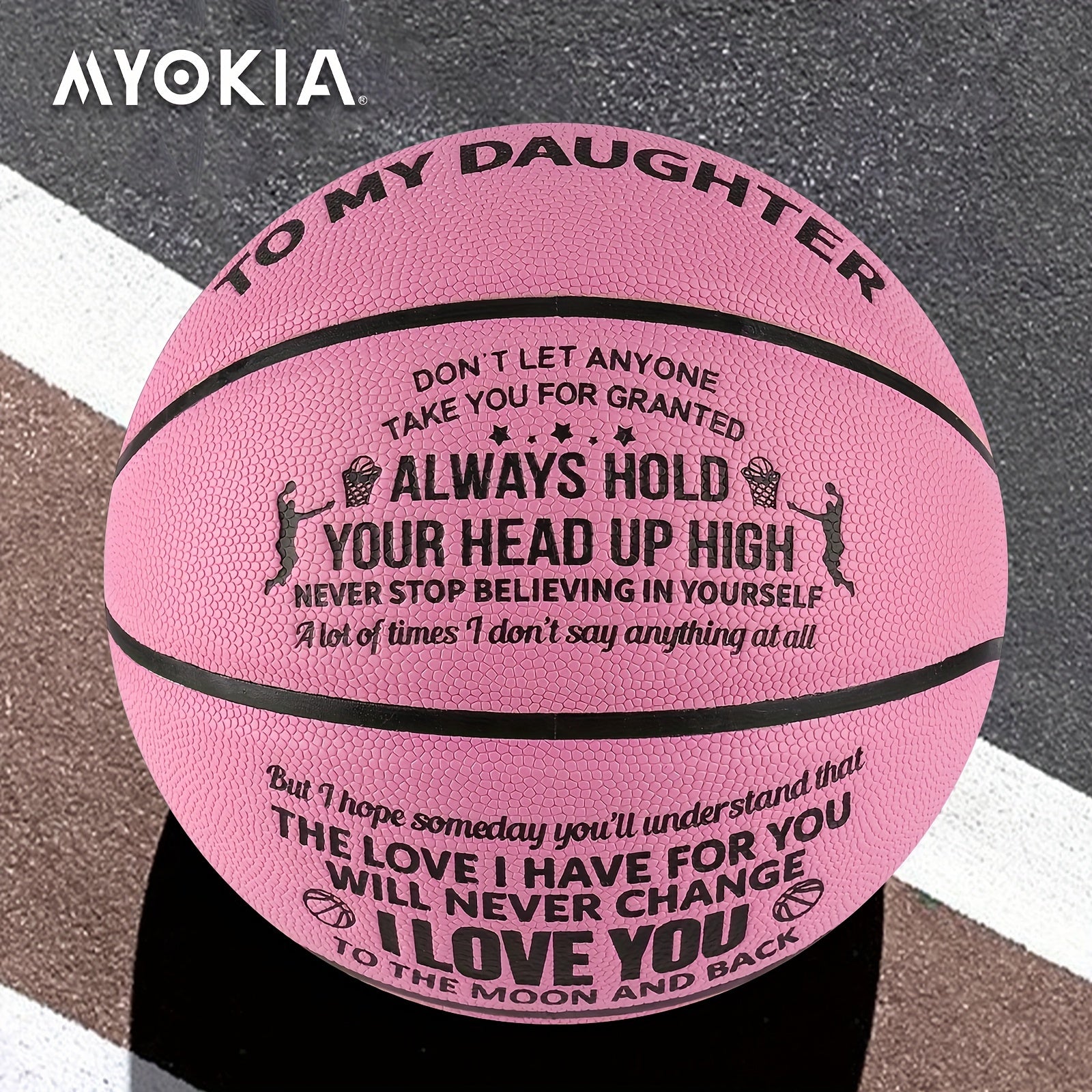 Engraved Outdoor Basketball Size 7 Gift for Daughter with Pump and Needles