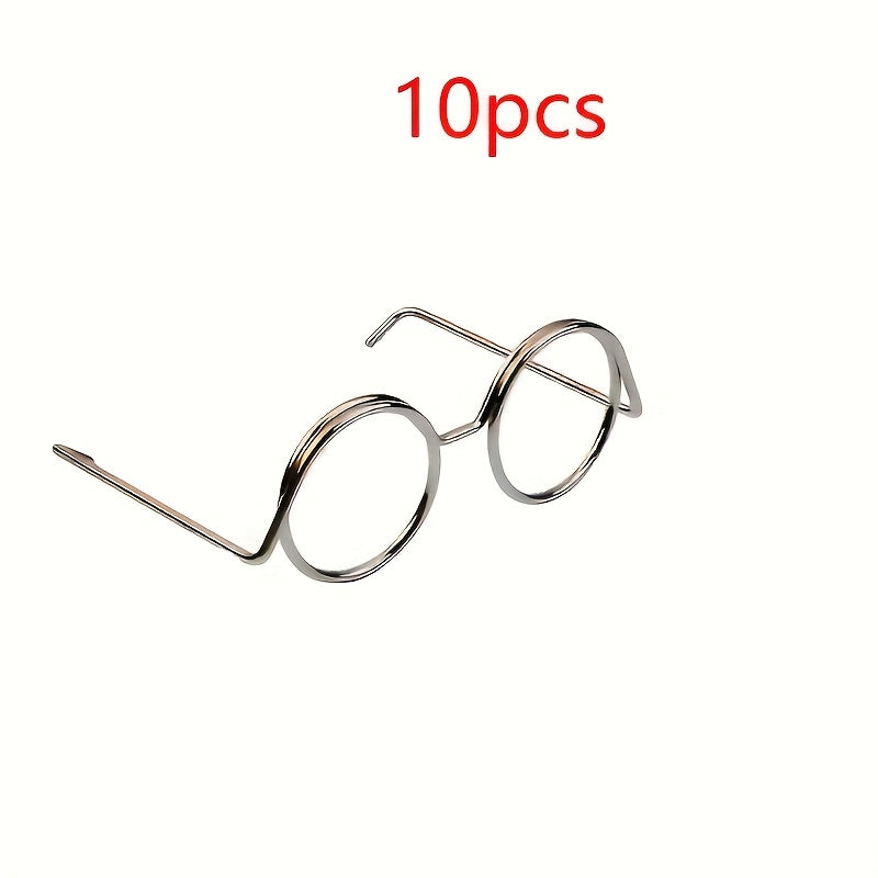 10pcs Iron Doll Eyeglasses Round Frame Accessory Set