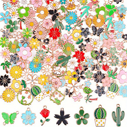 Spring Enamel Flower Charms 50g for Jewelry Making - Easter Gift