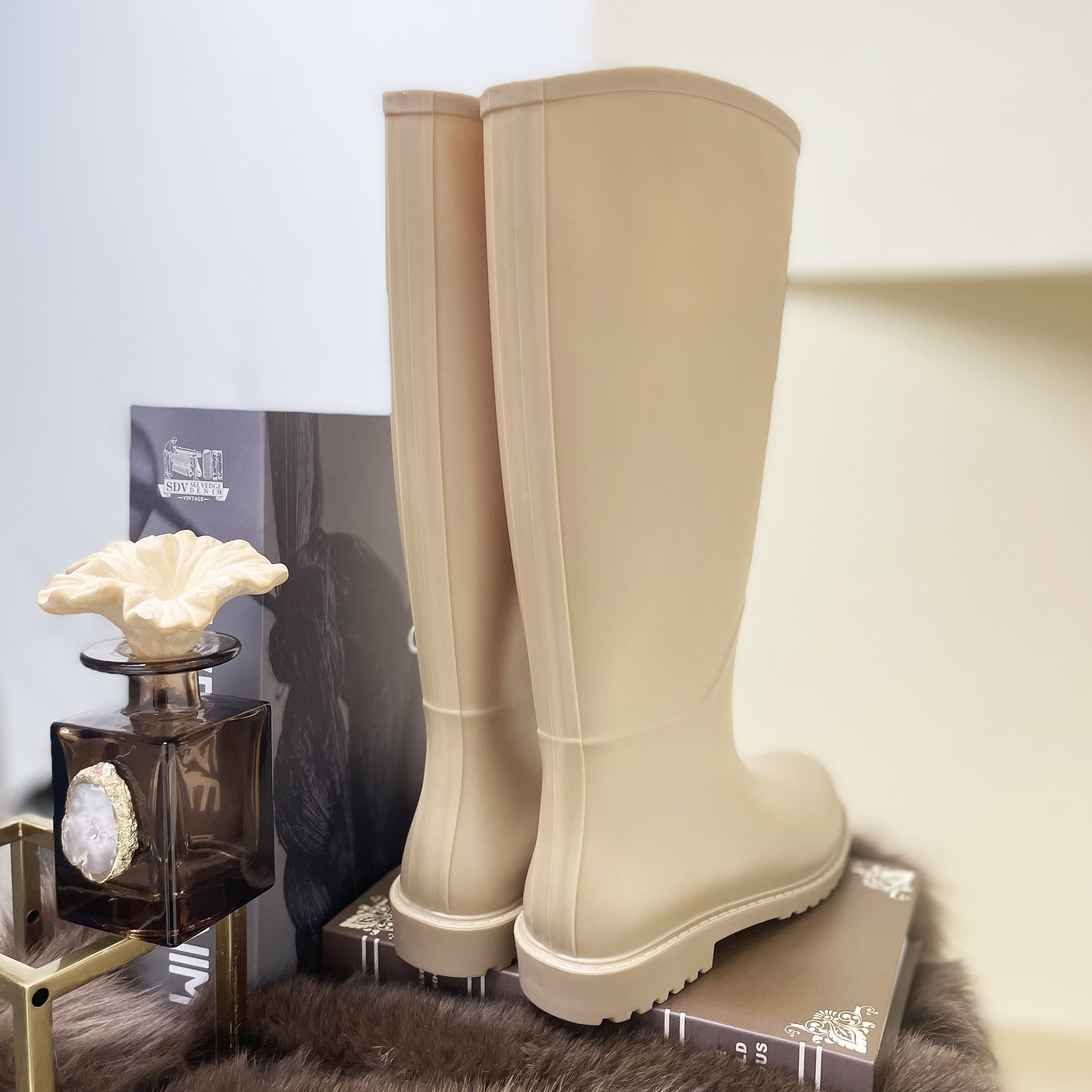 Women's High Top Waterproof Rain Boots Non-slip Outdoor Garden Work Boots