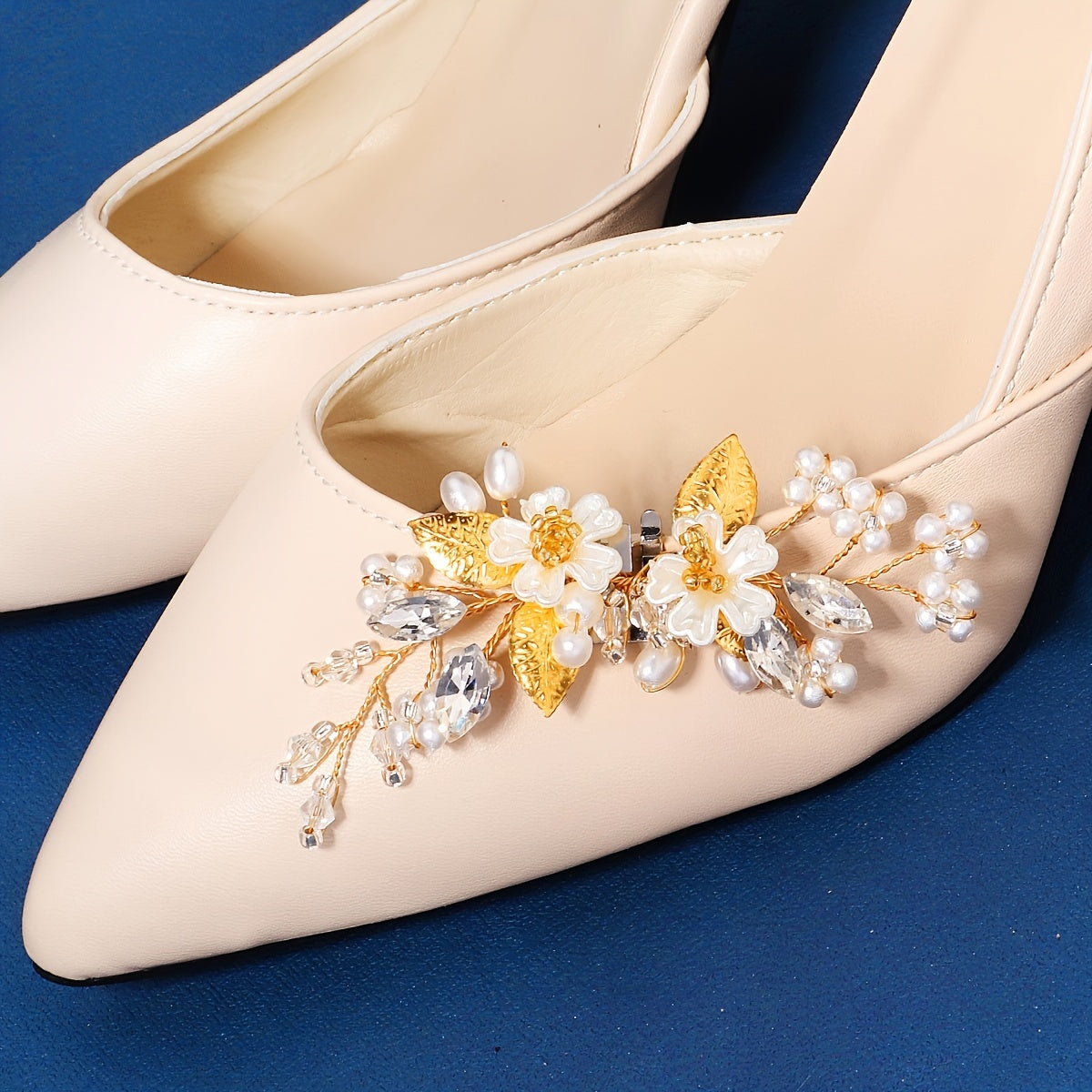 Crystal Faux Pearl Shoe Clips for Wedding Bride 1 Pair