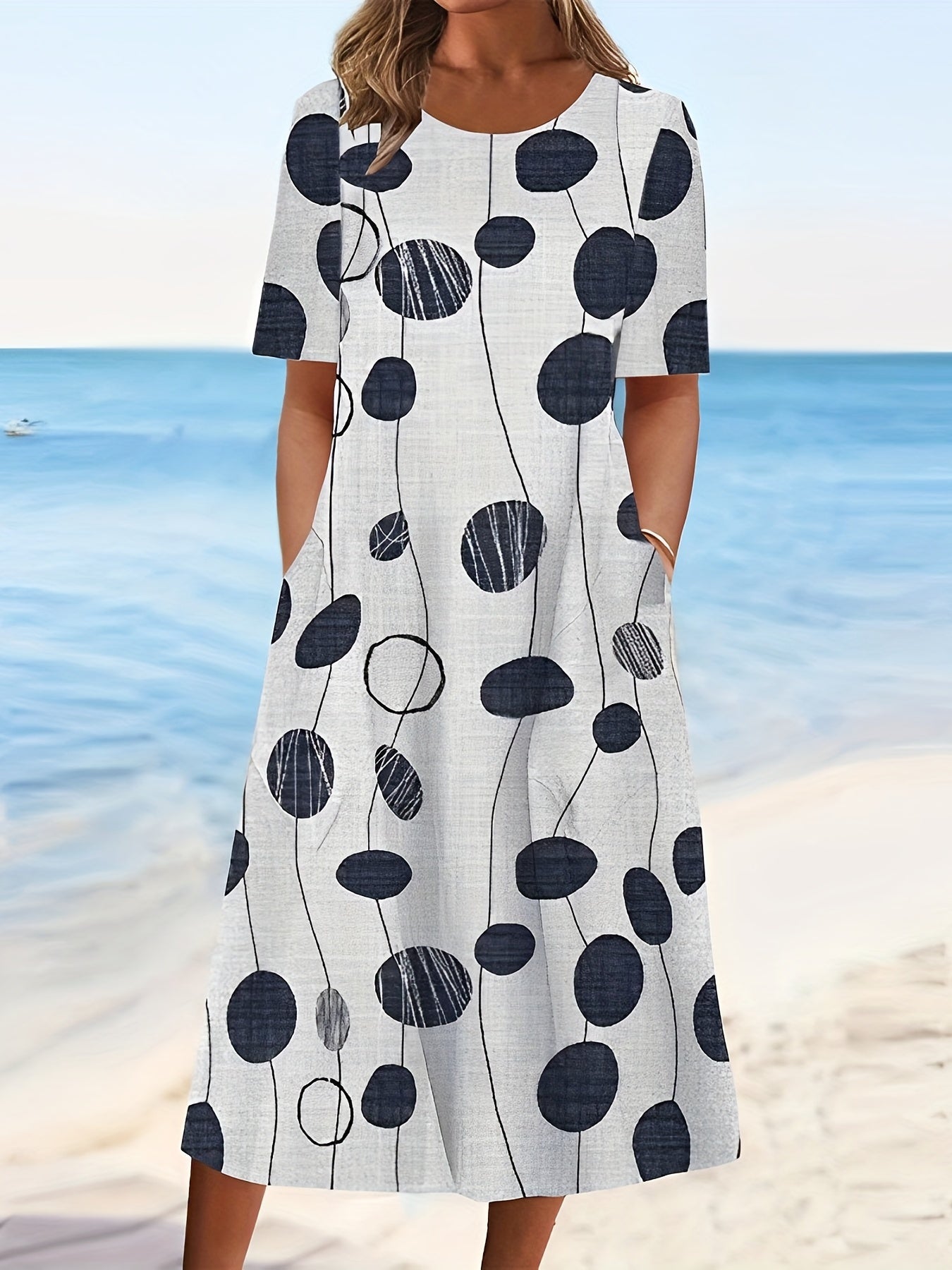 Casual Dress Women's Plus Floral Print Ruched Dress