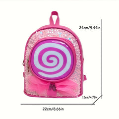 Kids Princess Schoolbag Sequins Bow Lollipop Backpack
