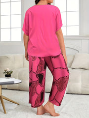V Neck Tee & Wide Leg Pant Outfits Set