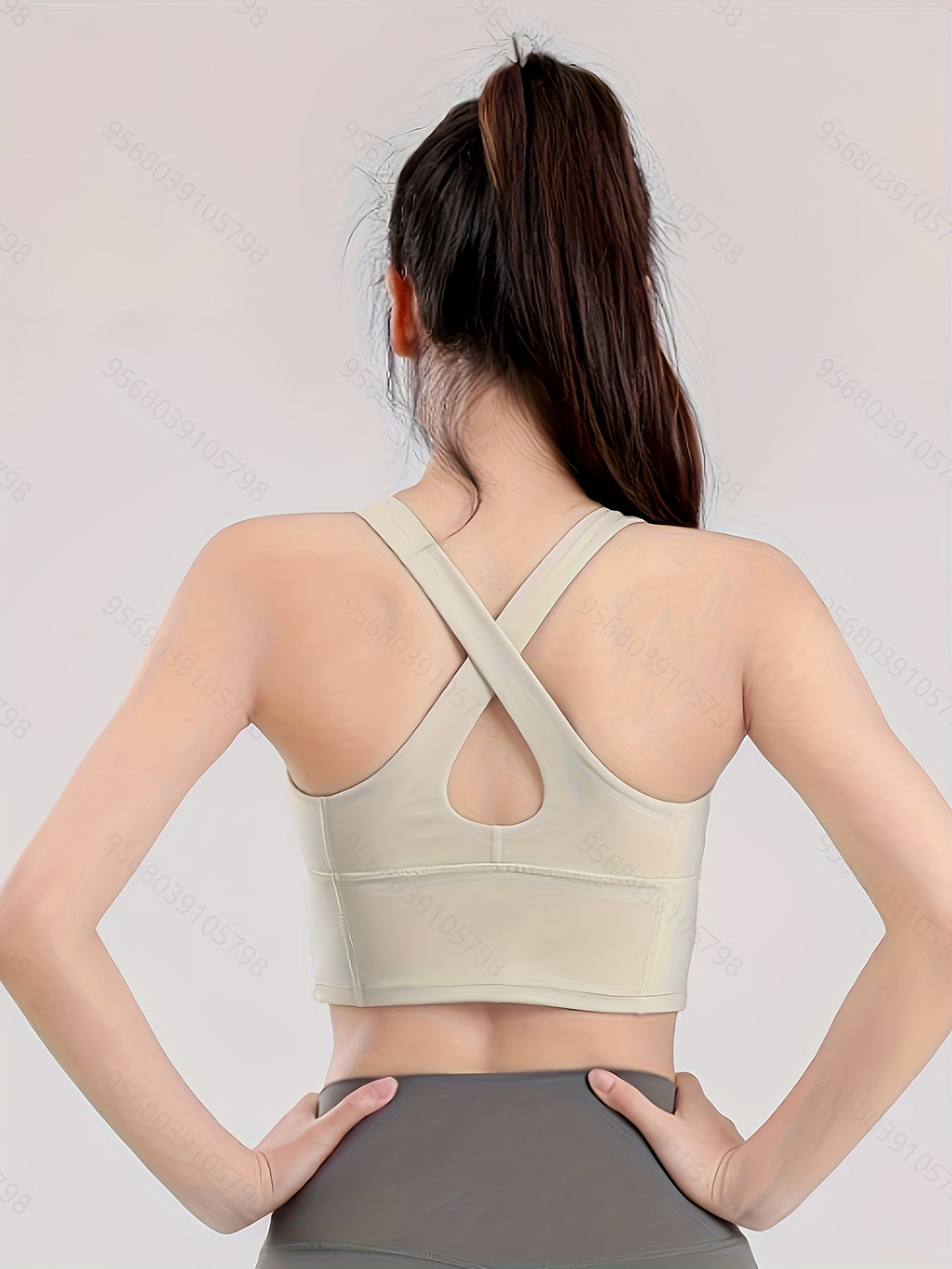 Solid Fitness Sports Bra with Criss Cross Straps