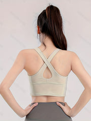 Solid Fitness Sports Bra with Criss Cross Straps