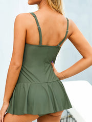One Piece Ruffle Trim Skirted Swimsuit