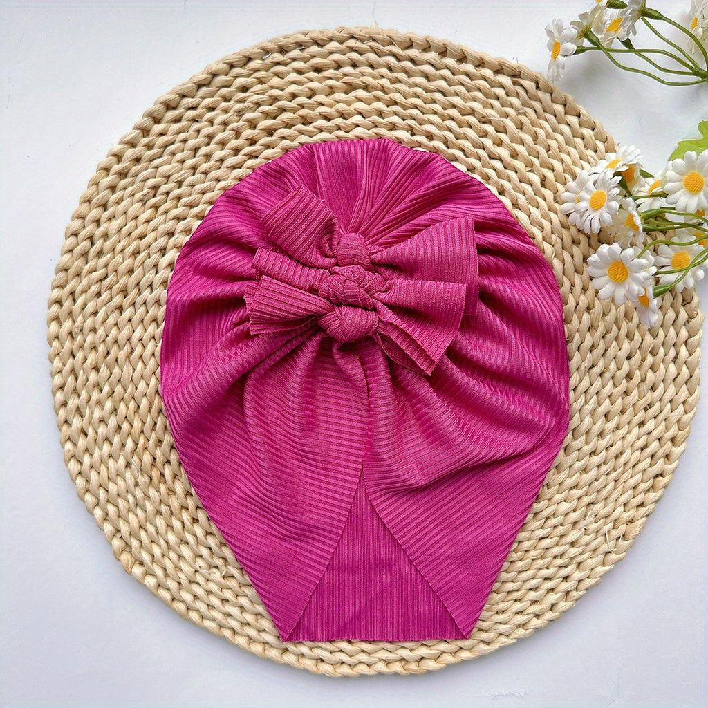 Soft Elastic Strip Flower Baby Hat With Kelp Knot Hat For Girl