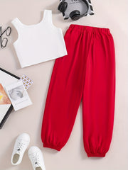 Girls Casual Tank Top & Pants Set For Summer Holiday Party