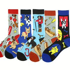Men's Cartoon Crew Socks Cotton Blend Comfy Casual Unisex