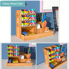 Desktop Wood Bookshelf File Organizer DIY Pen Holder