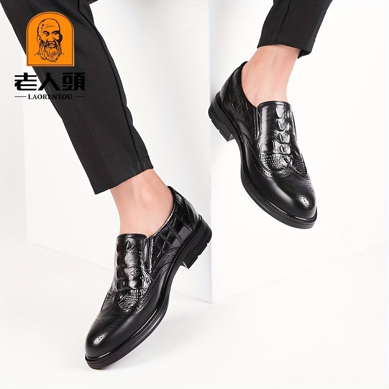 LAORENTOU Men's Brogue Carved Derby Shoes Pointed Toe Wingtip Oxfords