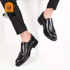 LAORENTOU Men's Brogue Carved Derby Shoes Pointed Toe Wingtip Oxfords