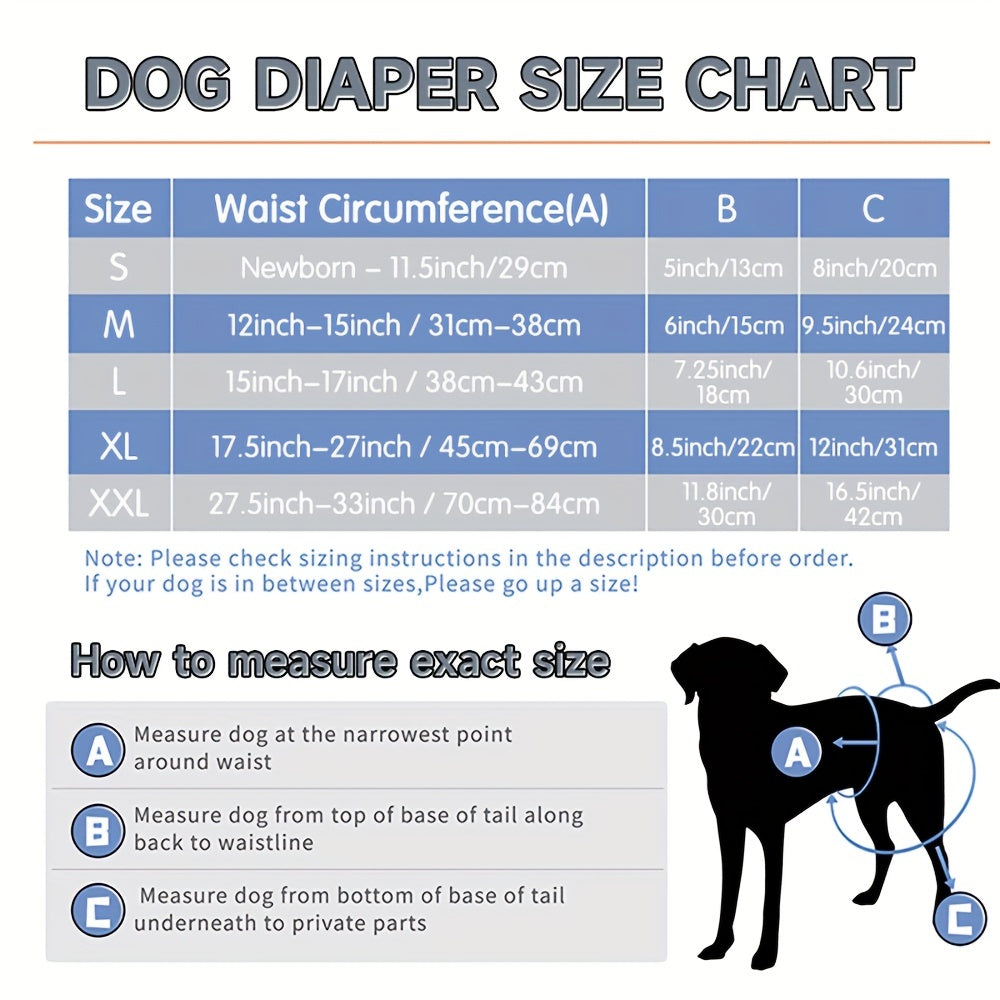 Washable Female Dog Diapers Reusable Pet Diapers For Small Medium Dogs